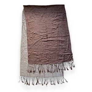 100% Silk Brown Scarf 23" X 80" Simply By Jen Groover Women Rectangular Scarve